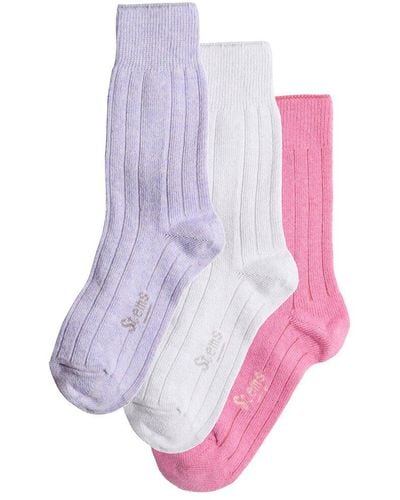 Stems Box Of 3 Lux Cashmere & Wool-blend Sock - Pink