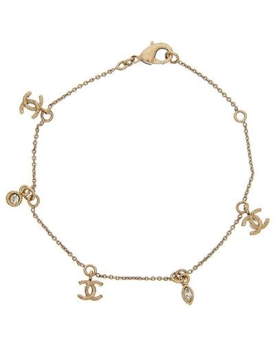 Chanel Gold-tone & Crystal Cc Bracelet - Metallic