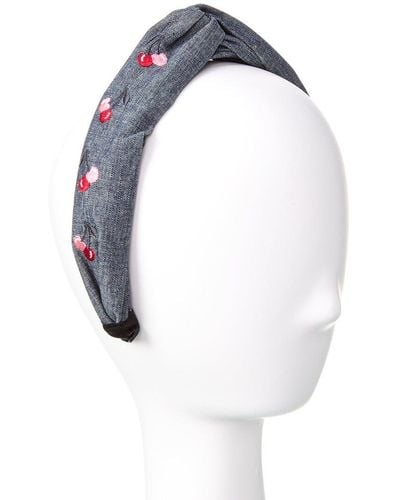 Kate Spade Cherry Embroidered Twisted Headband - White