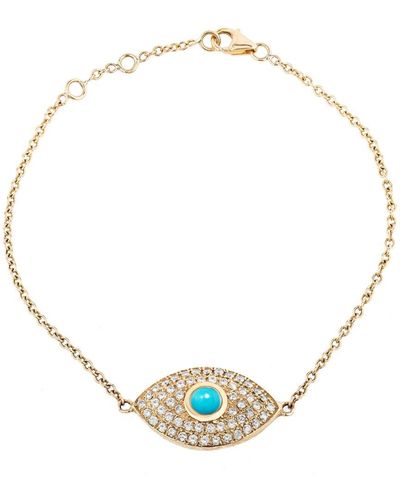 Ariana Rabbani 14k 0.57 Ct. Tw. Diamond & Turquoise Evil Eye Bracelet - Metallic