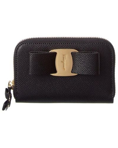 Ferragamo Vara Bow Leather Card Holder - Black