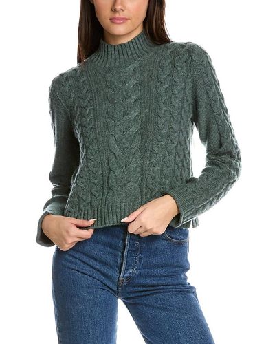 Hannah Rose Ella Crop Cable Wool & Cashmere-blend Sweater - Green