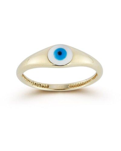 Ember Fine Jewelry 14k Enamel Evil Eye Signet Ring - Multicolor