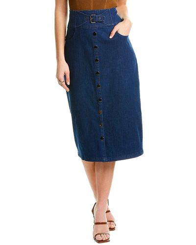 Gracia Waist Belt Detail Denim Skirt - Blue