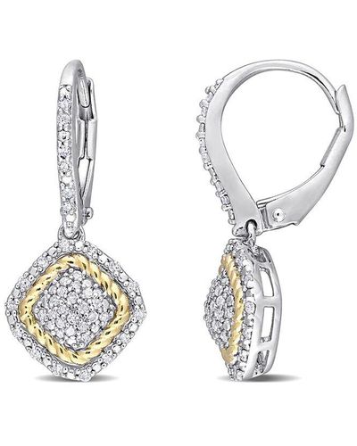 Rina Limor Silver 0.31 Ct. Tw. Diamond Rope Earrings - Metallic
