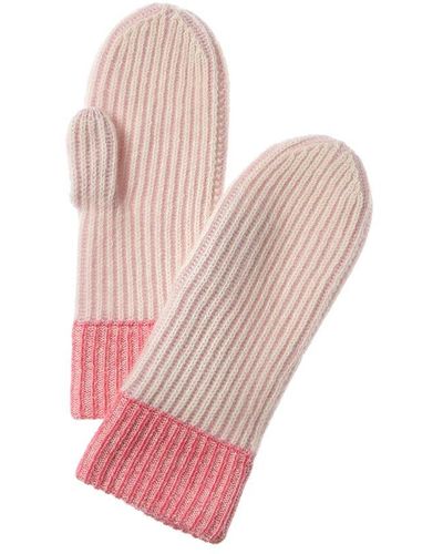 Forte Plaited Cashmere Mittens - Pink