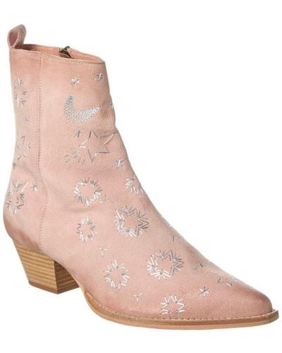 Free People Bowers Embroidered Suede Boot - Pink