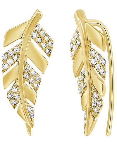Sabrina Designs 14k 0.11 Ct. Tw. Diamond Feather Climber Earrings - Metallic