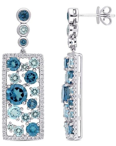 Rina Limor 14k 7.18 Ct. Tw. Diamond & Blue Topaz Earrings