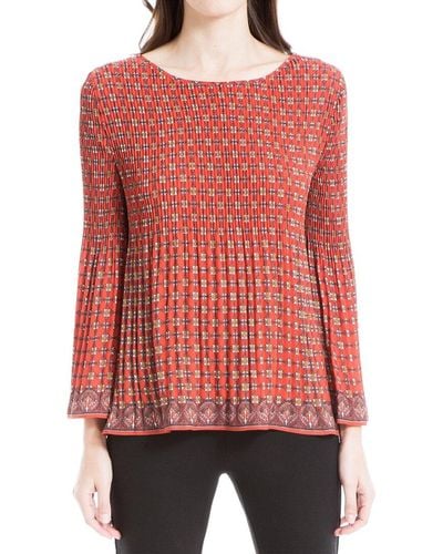 Max Studio Pleated Blouse - Red