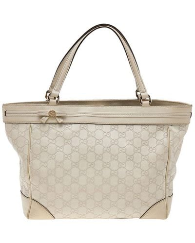Gucci Leather Medium Mayfair Bow Tote (Authentic Pre-Owned) - Natural