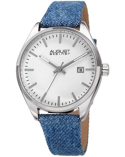 August Steiner Denim Over Leather Watch - Blue