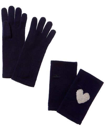 Hannah Rose 3-in-1 Heart Cashmere Gloves - Blue