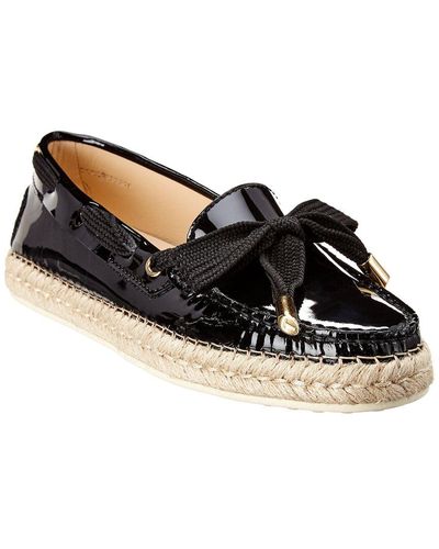 Tod's Tipped Bow Patent Espadrille - Black