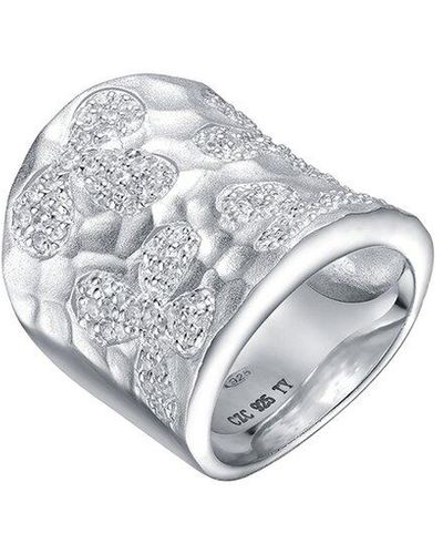 Genevive Jewelry Silver Cz Cuff Ring - Metallic