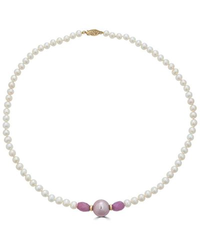 Belpearl 14k Pink Sapphire 12mm Pink Kasumiga Necklace - Natural