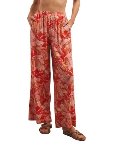 Z Supply Charmaine Stained Glass Linen-blend Pant - Red