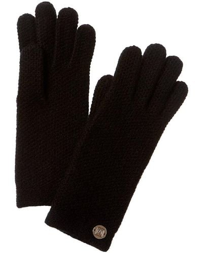 Bruno Magli Honeycomb Stitch Cashmere Gloves - Black