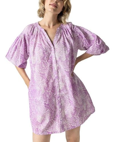 Lilla P Button-down Mini Dress - Purple