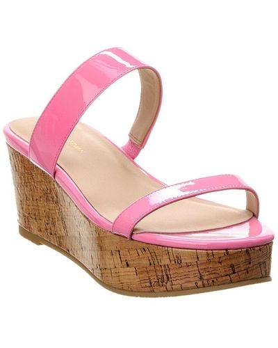 Stuart Weitzman Boardwalk 65 Patent Wedge Sandal - Pink