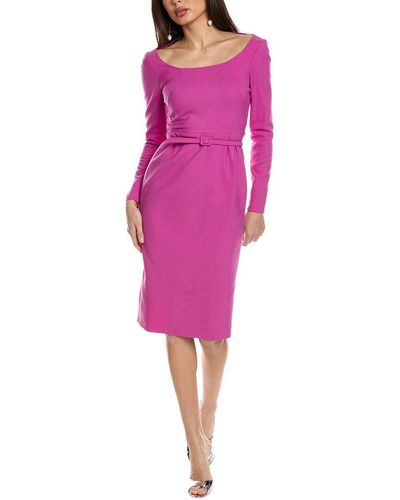 Oscar de la Renta Wool-blend Sheath Dress - Pink