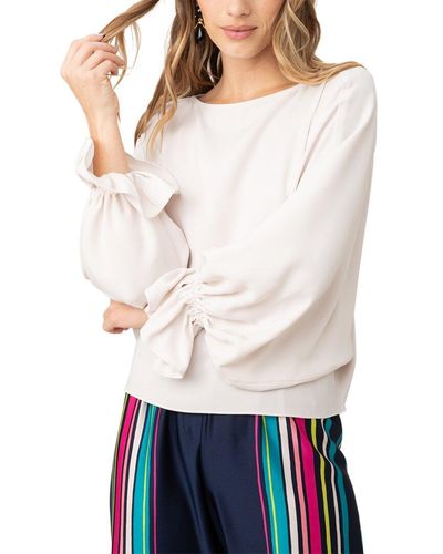 Trina Turk Women's High Low Sweater - Cotton Blend Pullover With Contrast Stitch
