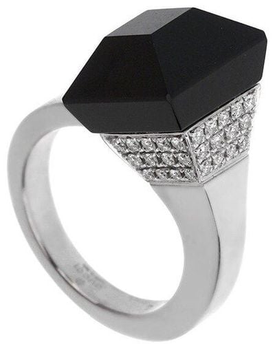 Gucci 18K 0.50 Ct. Tw. Diamond & Onyx Chiodo Ring (Authentic Pre-Owned) - Black