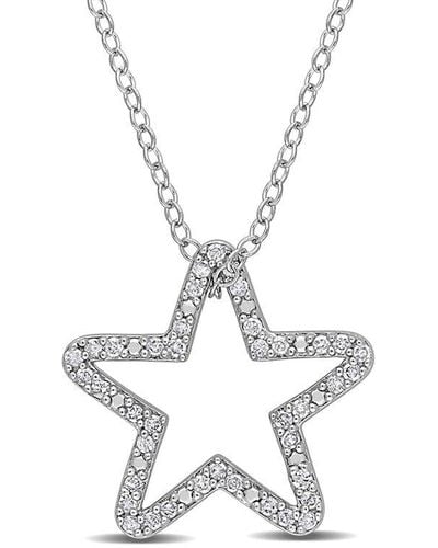 Rina Limor Silver 0.20 Ct. Tw. Star Necklace - White