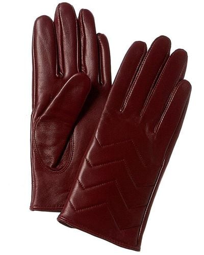 Phenix Quilted V Cashmere-lined Leather Gloves - Red