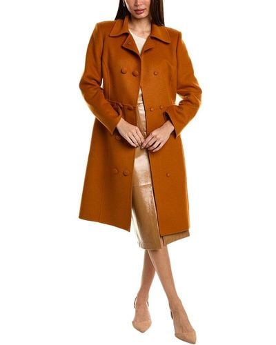 Oscar de la Renta Silk-trim Wool & Cashmere-blend Coat - Brown