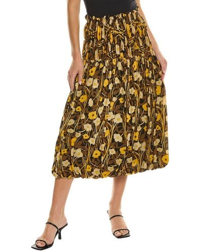 Rebecca Taylor Daphne Fleur Mesh Skirt - Yellow