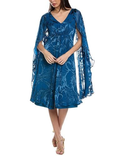 Rene Ruiz Burnout Cocktail Dress - Blue