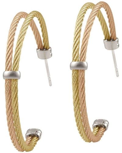 Alor Classique 18k & Stainless Steel Cable Earrings - Metallic