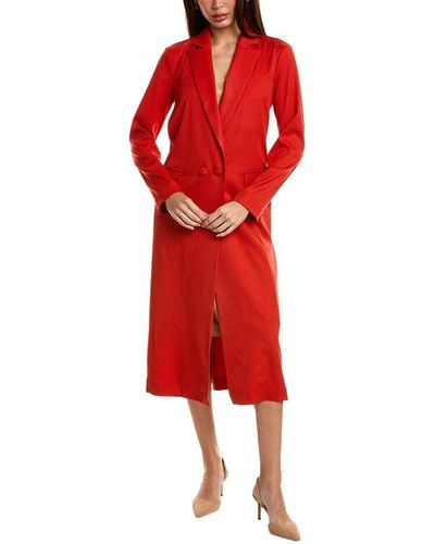 Oscar de la Renta Gabardine Wool-blend Coat - Red