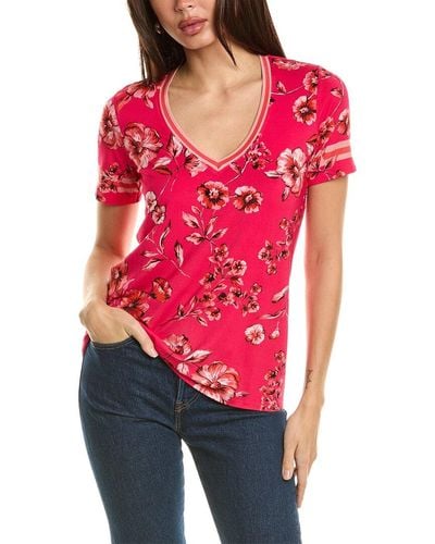 Johnny Was Misty Fall Favorite V-neck T-shirt - Red