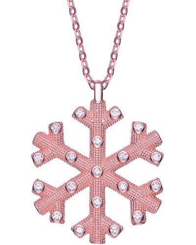 Genevive Jewelry 18k Rose Gold Plated Cz Christmas Necklace - Pink