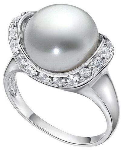 Belpearl Silver 12-11mm Pearl Cz Ring - White