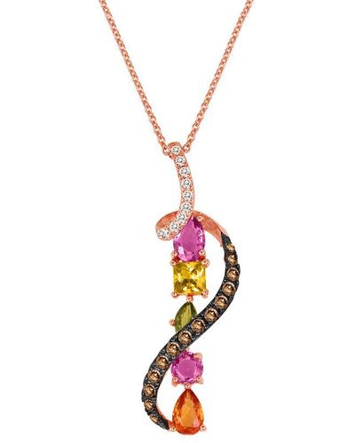 Le Vian 14k Rose Gold 1.95 Ct. Tw. Diamond & Smoky Quartz Pendant Necklace - White