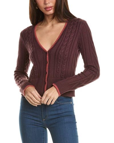 Monrow Double Layer Wool-blend Sweater Cardigan - Purple