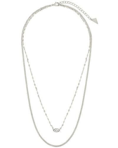 Sterling Forever Cz Amelia Layered Necklace - Multicolour