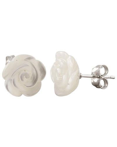 Splendid Rhodium Plated 10mm Mother-of-pearl Studs - White