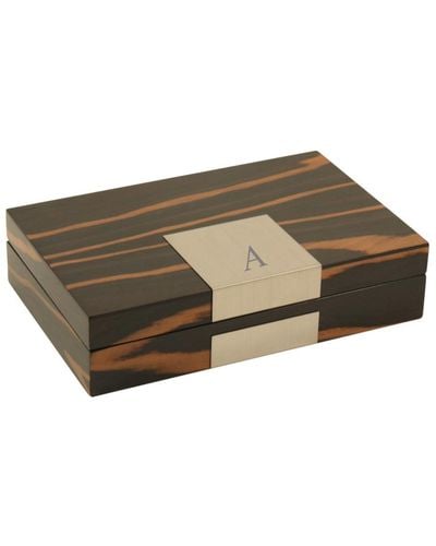 Bey-berk Monogrammed Lacquered Valet Box, (a-z) - Brown
