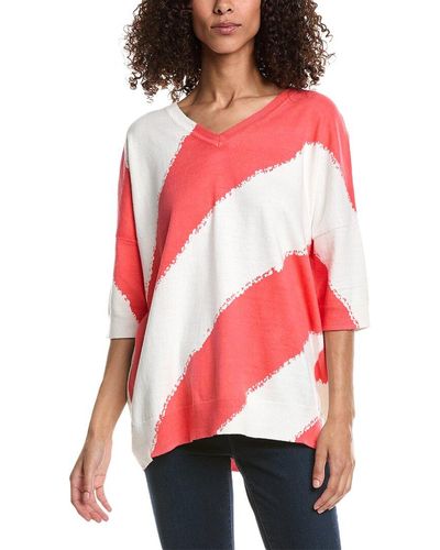InCashmere Stripe Cashmere-Blend Pullover - Red