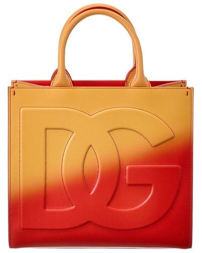 Dolce & Gabbana Dg Logo Leather Tote - Orange