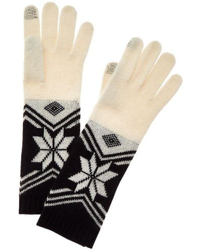 Hannah Rose Snowflake Fair Isle Cashmere Gloves - White