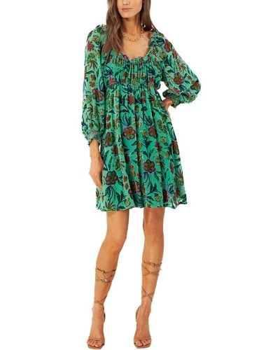 Hale Bob Silk-blend Mini Dress - Green