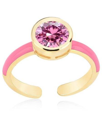 Gabi Rielle Shining Moment 14k Over Silver Cz Serenity Ring - Pink