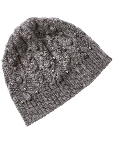 Forte Chunky Pearl Cable Cashmere Hat - Grey