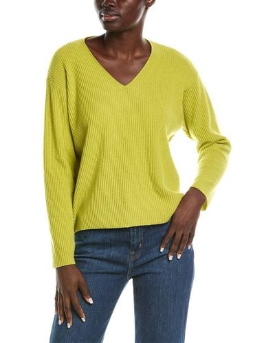 Eileen Fisher V-neck Boxy Cashmere Pullover - Green