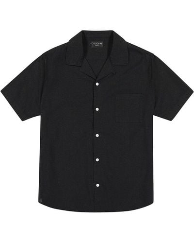 Goodlife Clothing Camp Collar Linen-Blend Shirt - Black